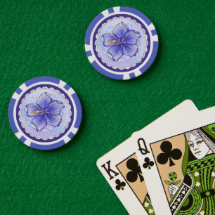 Hibiskus und Spitze BLAU Pokerchips