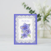 Hibiskus und Spitze BLAU Postkarte (Stehend Vorderseite)