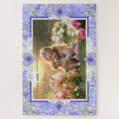 Hibiskus und Spitze BLAU Puzzle (Vertikal)