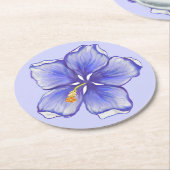 Hibiskus und Spitze BLAU Runder Pappuntersetzer (Angewinkelt)