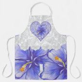 Hibiskus und Spitze BLAU Schürze (Vorderseite)