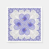 Hibiskus und Spitze BLAU Serviette (Vorderseite)