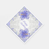 Hibiskus und Spitze BLAU Serviette (Ecke)