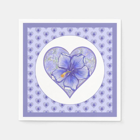 Hibiskus und Spitze BLAU Serviette (Vorderseite)