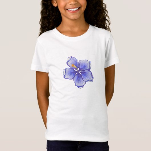 Hibiskus und Spitze BLAU T-Shirt (Vorderseite)