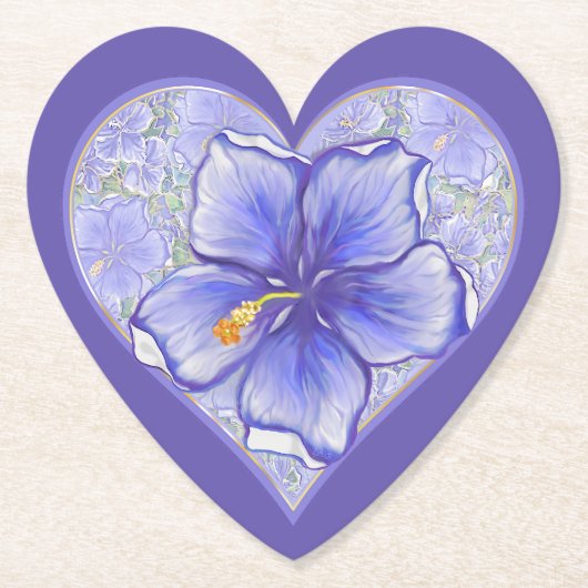 Hibiskus und Spitze BLAU Untersetzer (Vorderseite)