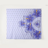 Hibiskus und Spitze BLAU Wandteppich (Vorderseite (Horizontal))