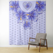 Hibiskus und Spitze BLAU Wandteppich (Beispiel)