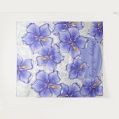 Hibiskus und Spitze BLAU Wandteppich (Vorderseite (Horizontal))