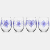 Hibiskus und Spitze BLAU Weinglas Ohne Stiel (Links)