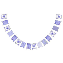 Hibiskus und Spitze BLAU Wimpelkette