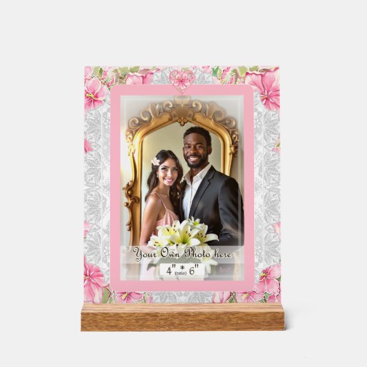 Hibiskus und Spitzen PINK Acrylschild (Vorderseite)