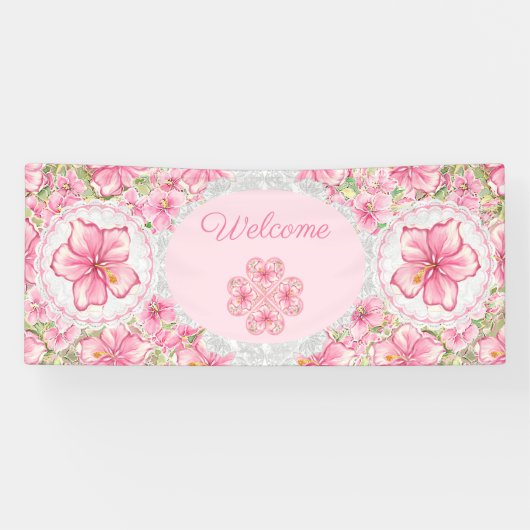 Hibiskus und Spitzen PINK Banner (Horizontal)