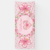 Hibiskus und Spitzen PINK Banner (Vertikal)