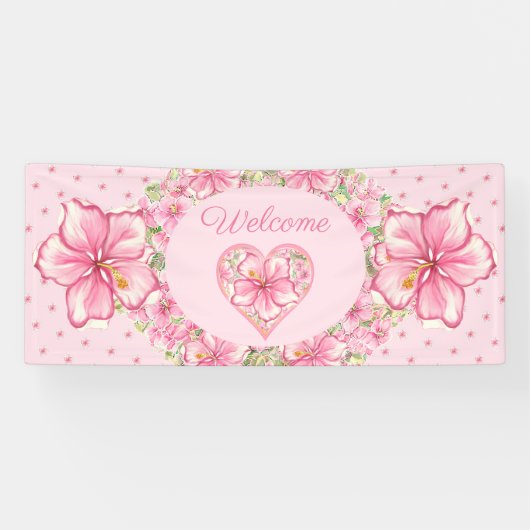 Hibiskus und Spitzen PINK Banner (Horizontal)