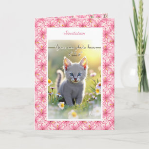 Hibiskus und Spitzen PINK Einladung