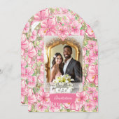 Hibiskus und Spitzen PINK Einladung (Vorne/Hinten)