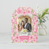 Hibiskus und Spitzen PINK Einladung (Stehend Vorderseite)