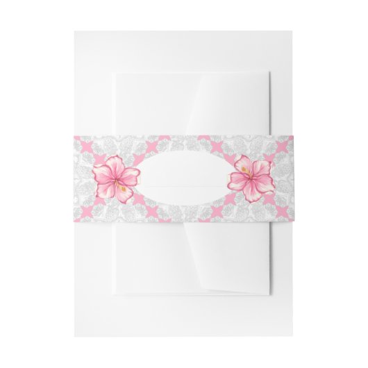 Hibiskus und Spitzen PINK Einladungsbanderole (Vorderseite Beispiel)