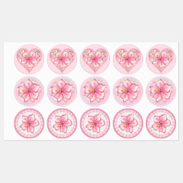 Hibiskus und Spitzen PINK Etiketten