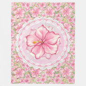 Hibiskus und Spitzen PINK Fleecedecke (Vorderseite)