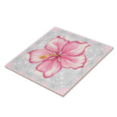 Hibiskus und Spitzen PINK Fliese (Seite)