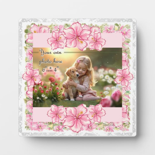 Hibiskus und Spitzen PINK Fotoplatte (Vorderseite)