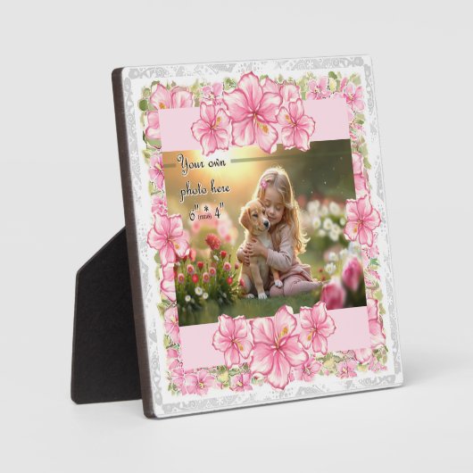 Hibiskus und Spitzen PINK Fotoplatte (Vorderseite)