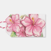 Hibiskus und Spitzen PINK Geschenkanhänger (Rückseite Horizontal)