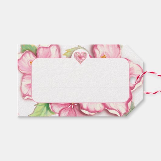 Hibiskus und Spitzen PINK Geschenkanhänger (Vorderseite (Horizontal))