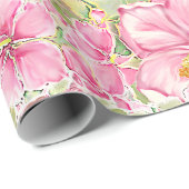 Hibiskus und Spitzen PINK Geschenkpapier (Rolleneckpunkt)