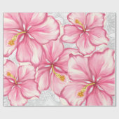 Hibiskus und Spitzen PINK Geschenkpapier (Flach)