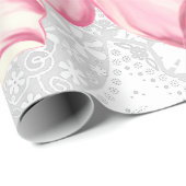 Hibiskus und Spitzen PINK Geschenkpapier (Rolleneckpunkt)
