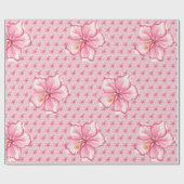 Hibiskus und Spitzen PINK Geschenkpapier (Flach)