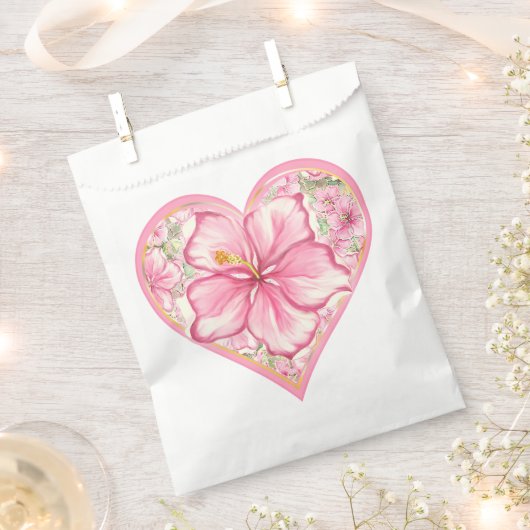 Hibiskus und Spitzen PINK Geschenktütchen (Ausgeschnitten)