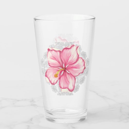 Hibiskus und Spitzen PINK Glas (Rückseite)