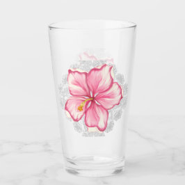 Hibiskus und Spitzen PINK Glas
