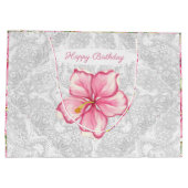 Hibiskus und Spitzen PINK Große Geschenktüte (Rückseite)
