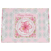 Hibiskus und Spitzen PINK Große Geschenktüte (Vorderseite)