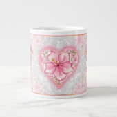 Hibiskus und Spitzen PINK Jumbo-Tasse (Vorderseite)