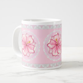 Hibiskus und Spitzen PINK Jumbo-Tasse