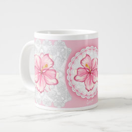 Hibiskus und Spitzen PINK Jumbo-Tasse