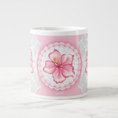 Hibiskus und Spitzen PINK Jumbo-Tasse (Vorderseite)