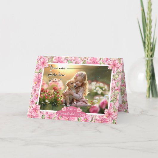 Hibiskus und Spitzen PINK Karte (Vorderseite)