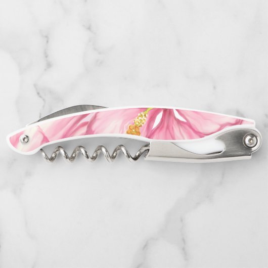 Hibiskus und Spitzen PINK Kellnermesser (Rückseite)