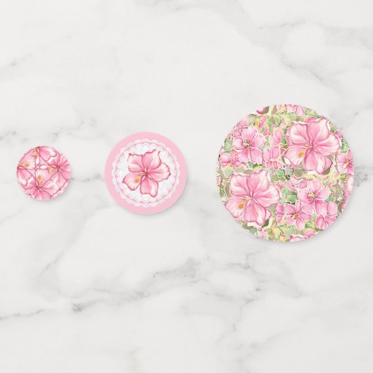 Hibiskus und Spitzen PINK Konfetti (Rückseiten)