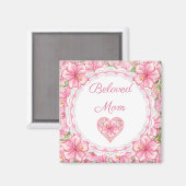 Hibiskus und Spitzen PINK Magnet (Vorderseite/Rückseite)