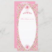 Hibiskus und Spitzen PINK Menükarte (Vorne/Hinten)