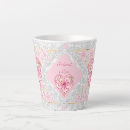 Hibiskus und Spitzen PINK Milchtasse (Vorderseite)