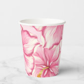 Hibiskus und Spitzen PINK Pappbecher (Rückseite)